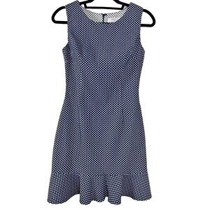 Bailey 44 Womens Polka Dot Sheath Dress Sz 4 Flounce Hem Office Interview Outfit
